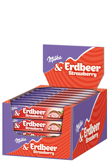 bei | sweet24.de 36,5g online Single Erdbeer Schokoriegel Milka günstig Riegel 36 Riegel bestellen Schokoriegel